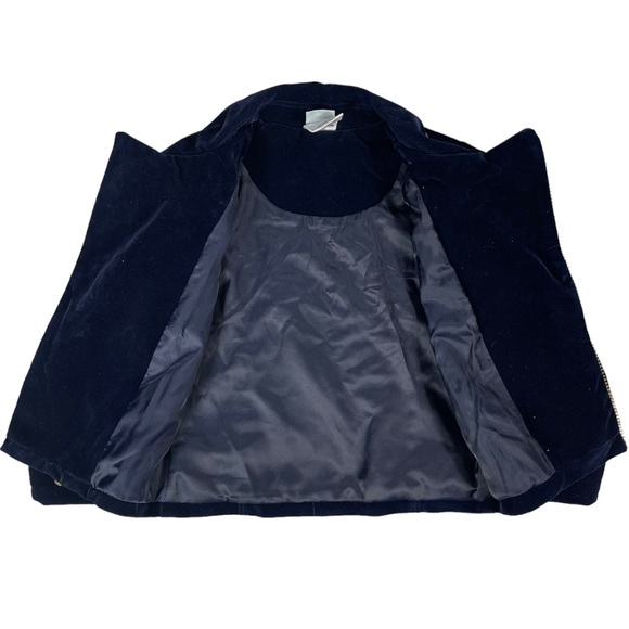 Disneys Frozen size 4t navy blue velvet gold zip up jacket, Anna & floral design - Picture 3 of 11